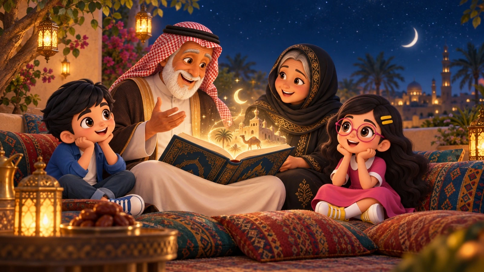 حكيم وفهيمة يستمعان إلى حكاية عائلية